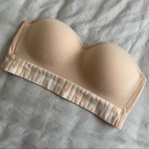 PINK strapless cool & comfy beige bra